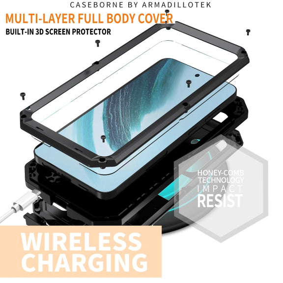 For Samsung Galaxy S24+ 5G R-JUST Sliding Camera Life Water-resistant Holder Phone Case(Black)