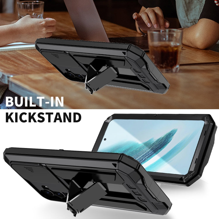 For Samsung Galaxy S24+ 5G R-JUST Sliding Camera Life Water-resistant Holder Phone Case(Black)