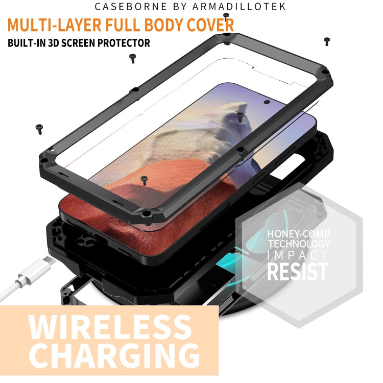 For Samsung Galaxy S24 5G R-JUST Sliding Camera Life Water-resistant Holder Phone Case(Black)