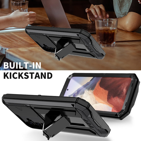 For Samsung Galaxy S24 5G R-JUST Sliding Camera Life Water-resistant Holder Phone Case(Black)