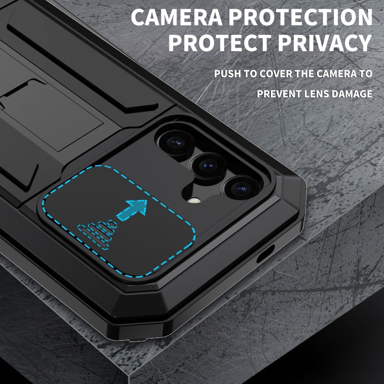 For Samsung Galaxy S24 5G R-JUST Sliding Camera Life Water-resistant Holder Phone Case(Black)