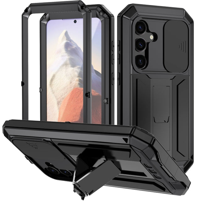 For Samsung Galaxy S24 5G R-JUST Sliding Camera Life Water-resistant Holder Phone Case(Black)