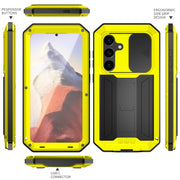 For Samsung Galaxy S24 5G R-JUST Sliding Camera Life Water-resistant Holder Phone Case(Yellow)