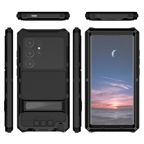 For Samsung Galaxy S24 Ultra 5G R-JUST Life Water-resistant Dustproof Shockproof Holder Phone Case(Black)