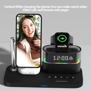 CO9 15W 5 in 1 Multifunctional Wireless Charger Bedside Clock Lamp(White)