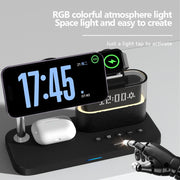 CO9 15W 5 in 1 Multifunctional Wireless Charger Bedside Clock Lamp(White)