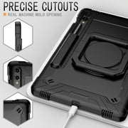 For Samsung Galaxy Tab S9 FE+ / S9+ Handle Robot Silicone Hybrid PC Tablet Case(Black)