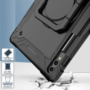For Samsung Galaxy Tab S9 FE+ / S9+ Handle Robot Silicone Hybrid PC Tablet Case(Black)