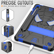For Samsung Galaxy Tab S9 FE / S9 Fold-Holder Spider Silicone Hybrid PC Tablet Case(Back Blue)