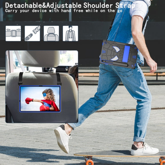 For Samsung Galaxy Tab S9 FE / S9 Fold-Holder Spider Silicone Hybrid PC Tablet Case(Back Blue)
