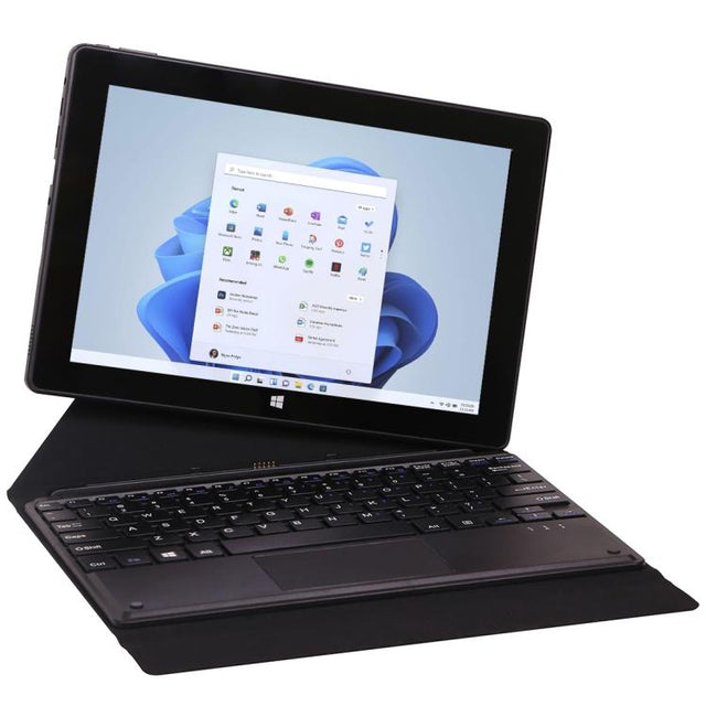 HONGSAMDE 10.1 inch 2 in 1 Tablet PC, 8GB+128GB, Windows 11, Intel Celeron J4105 Quad Core with Keyboard(Black)
