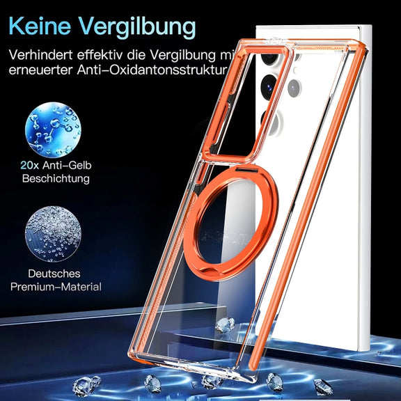 For Samsung Galaxy S24 5G Magnetic 360 Degree Rotating Holder Phone Case(White)
