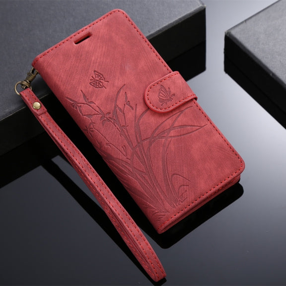 For OPPO A98 5G Orchid Butterfly Embossed Leather Phone Case(Red)