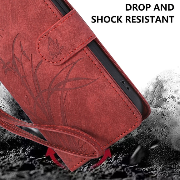 For OPPO A98 5G Orchid Butterfly Embossed Leather Phone Case(Red)
