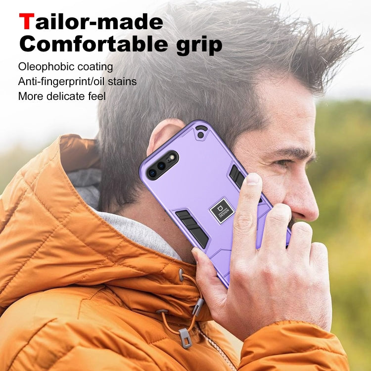 For iPhone 8 Plus / 7 Plus 2 in 1 Shockproof Phone Case(Purple)
