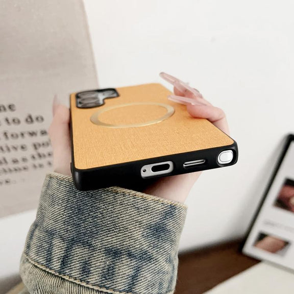 For Samsung Galaxy S25 Ultra 5G Magsafe Magnetic Ring Cloth Texture Phone Case(Black)