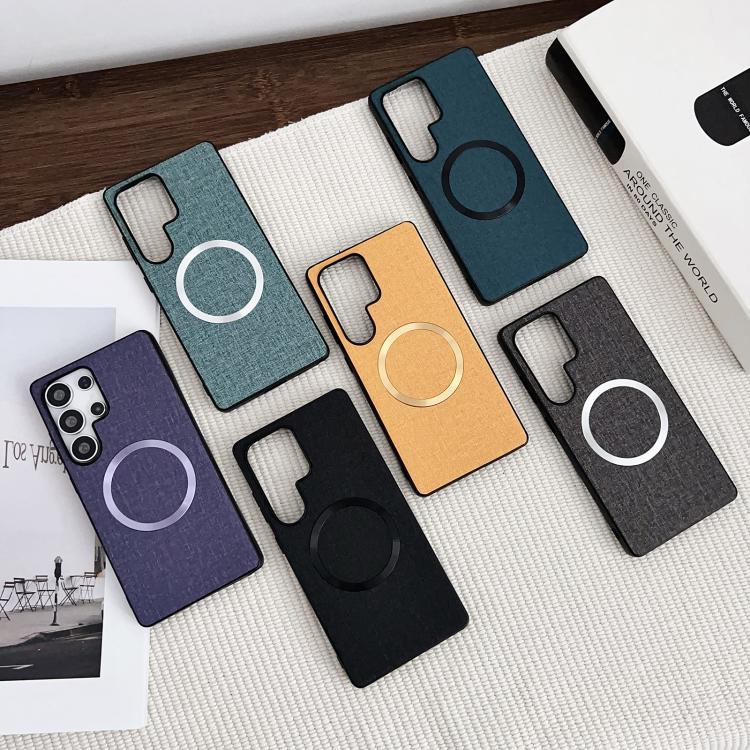 For Samsung Galaxy S25 Ultra 5G Magsafe Magnetic Ring Cloth Texture Phone Case(Blue)