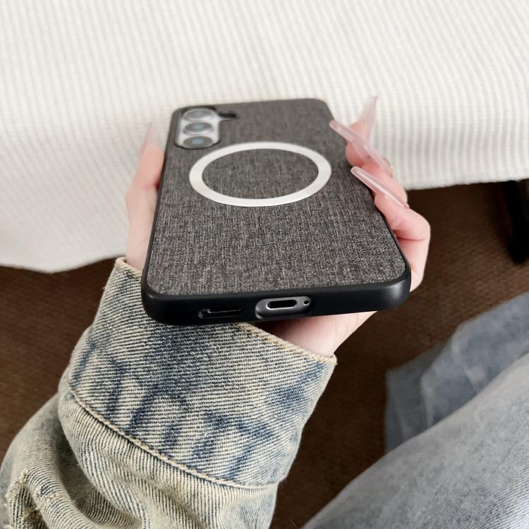 For Samsung Galaxy S25 5G Magsafe Magnetic Ring Cloth Texture Phone Case(Orange)