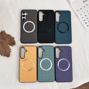 For Samsung Galaxy S25 5G Magsafe Magnetic Ring Cloth Texture Phone Case(Grey)