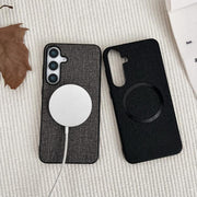 For Samsung Galaxy S25 5G Magsafe Magnetic Ring Cloth Texture Phone Case(Blue)