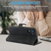 For iPhone 16 Plus Orchid Butterfly Embossed Leather Phone Case(Black)