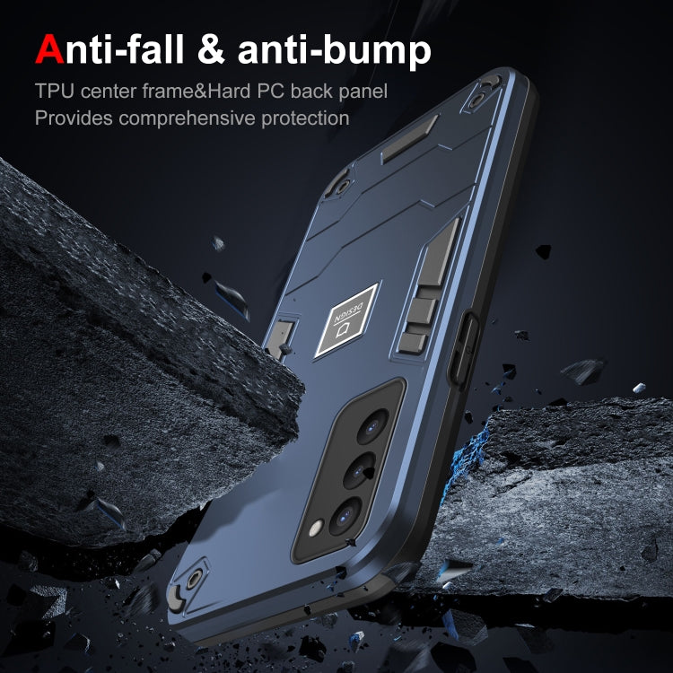 For Tecno Camon 18P 2 in 1 Shockproof Phone Case(Blue)