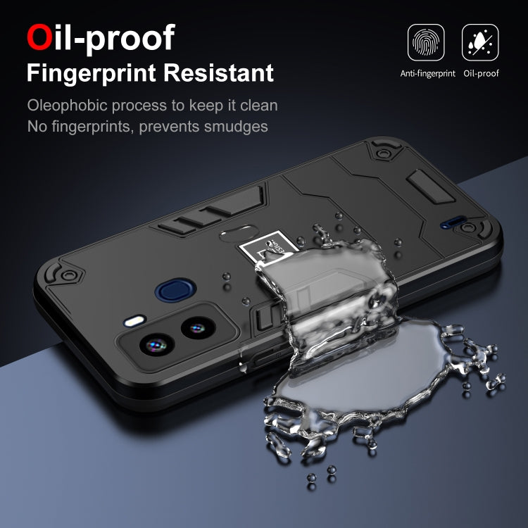 For Tecno Pop 6 2 in 1 Shockproof Phone Case(Black)