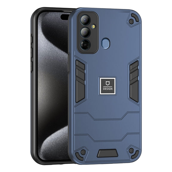 For Tecno Pop 6 Go 2 in 1 Shockproof Phone Case(Blue)
