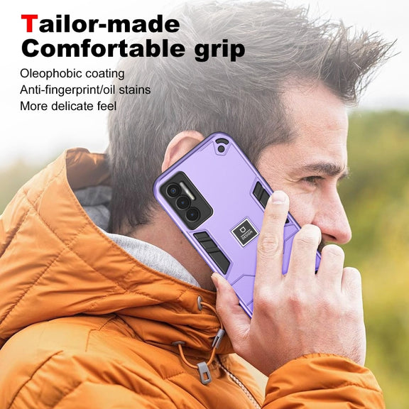For Tecno Pova 3 2 in 1 Shockproof Phone Case(Purple)