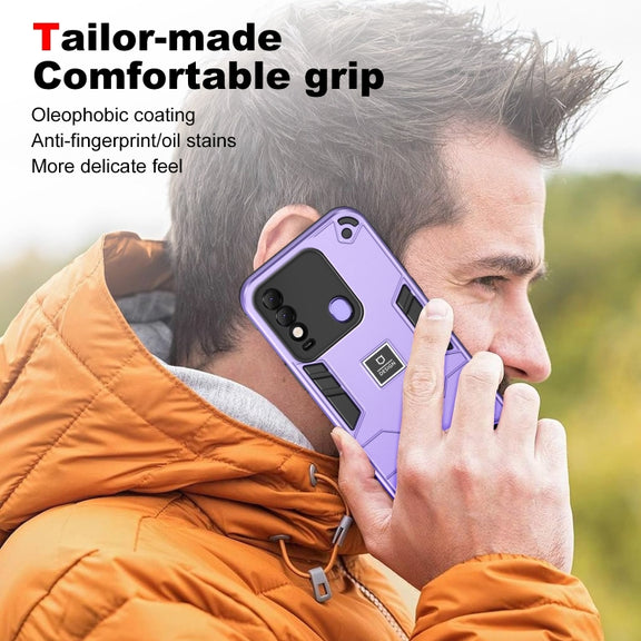 For Tecno Spark 8 2 in 1 Shockproof Phone Case(Purple)