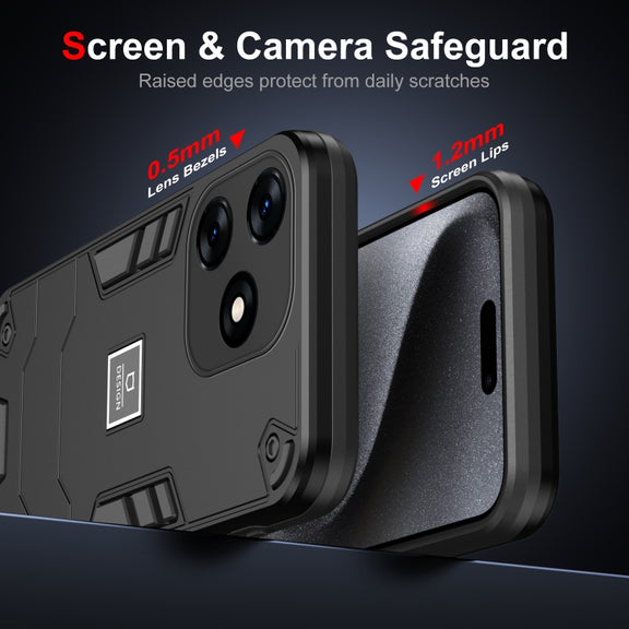 For Tecno Spark 10 2 in 1 Shockproof Phone Case(Black)