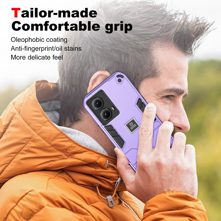 For Motorola Edge 5G 2024 Shockproof TPU Hybrid PC Phone Case(Purple)