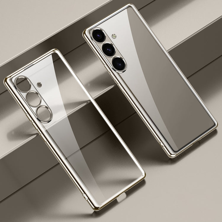 For Samsung Galaxy S25 5G SULADA Electroplating TPU Transparent Phone Case(Grey)