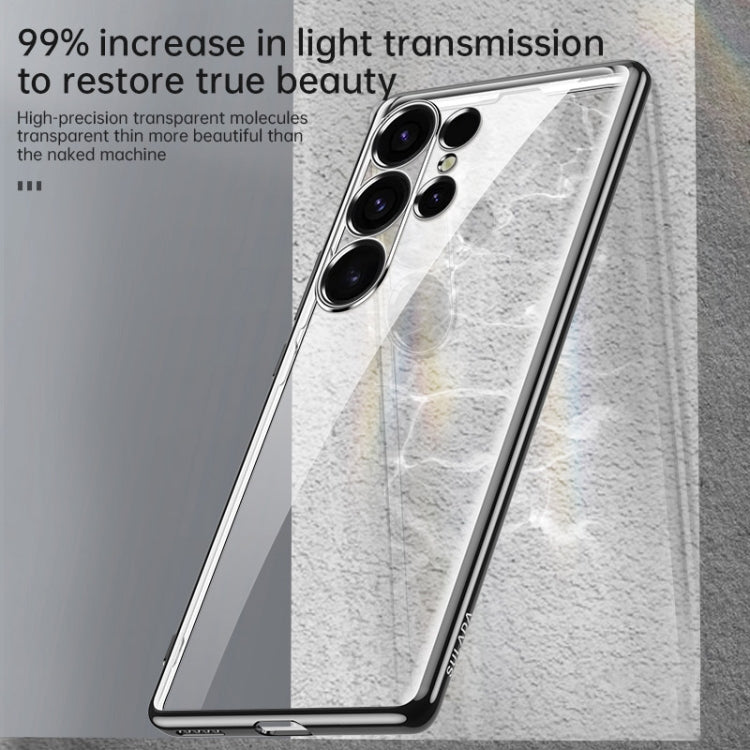 For Samsung Galaxy S25 Ultra 5G SULADA Electroplating TPU Transparent Phone Case(Black)