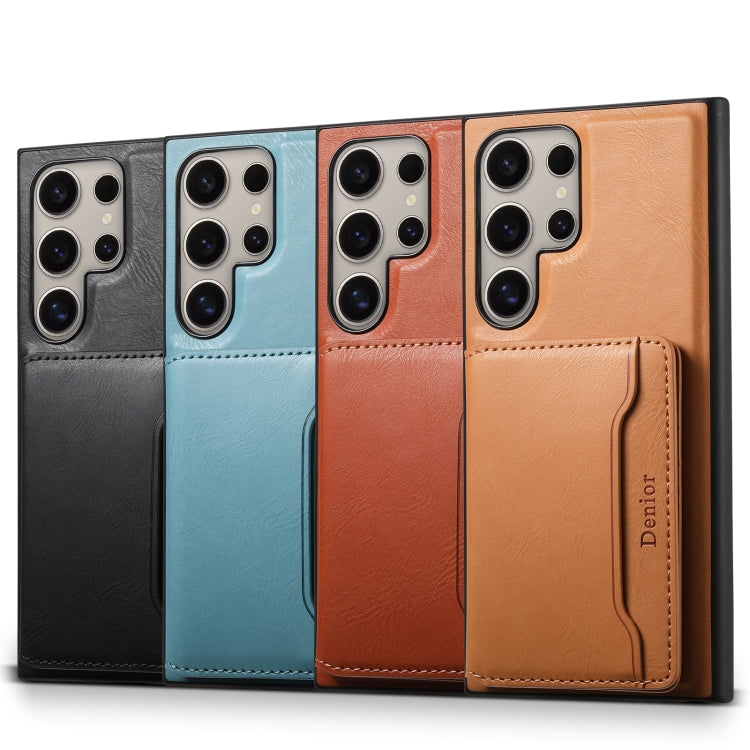 For Samsung Galaxy S23 Ultra 5G Denior Cowhide Texture Leather MagSafe Detachable Wallet Phone Case(Blue)