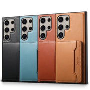 For Samsung Galaxy S23 Ultra 5G Denior Cowhide Texture Leather MagSafe Detachable Wallet Phone Case(Blue)