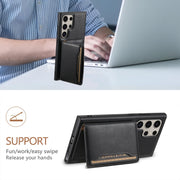 For Samsung Galaxy S23 Ultra 5G Denior Cowhide Texture Leather MagSafe Detachable Wallet Phone Case(Black)