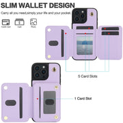 For iPhone 16 Pro YM006 Skin Feel Zipper Card Bag Phone Case with Dual Lanyard(Light Purple)