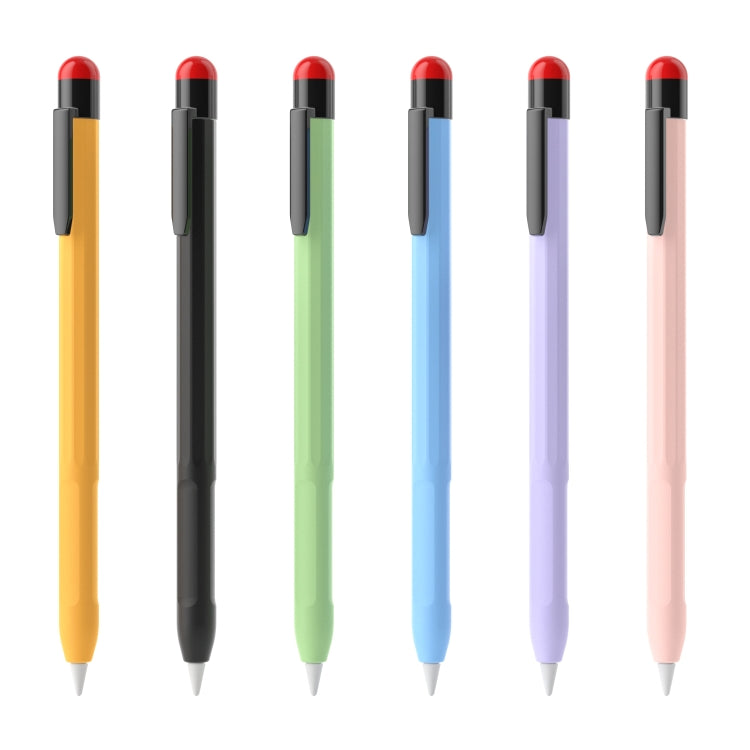 For Apple Pencil 2 Pen Clip Silicone Stylus Pen Protective Case(Yellow)