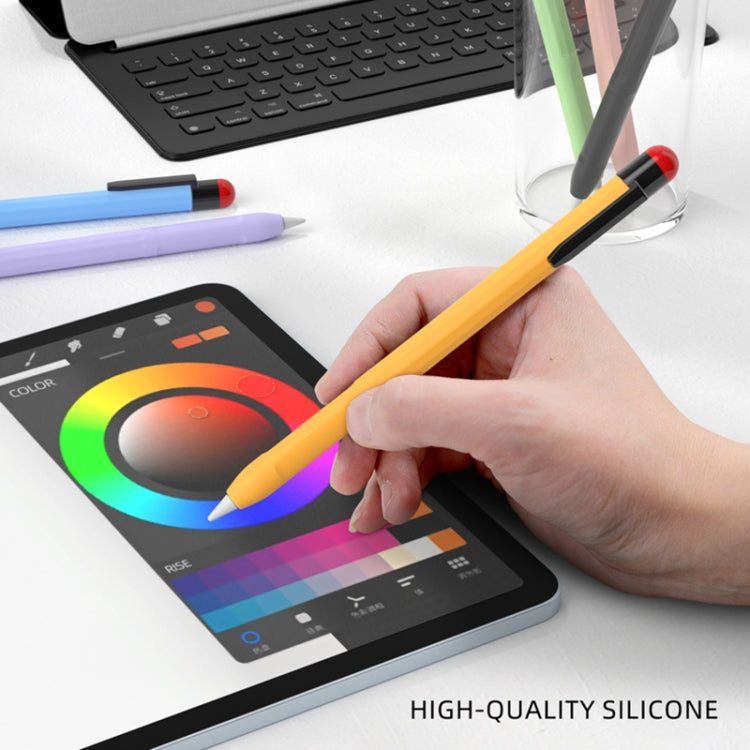 For Apple Pencil 2 Pen Clip Silicone Stylus Pen Protective Case(Black)