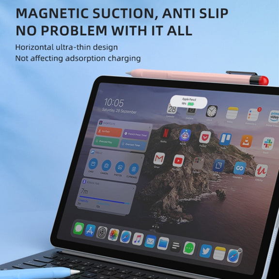 For Apple Pencil 2 Pen Clip Silicone Stylus Pen Protective Case(Sky Blue)