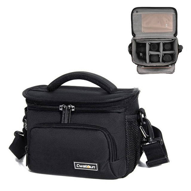 Cwatcun D67 Crossbody Camera Bag Photography Lens Shoulder Bag, Size:36 x 21 x 24cm XL(Black)