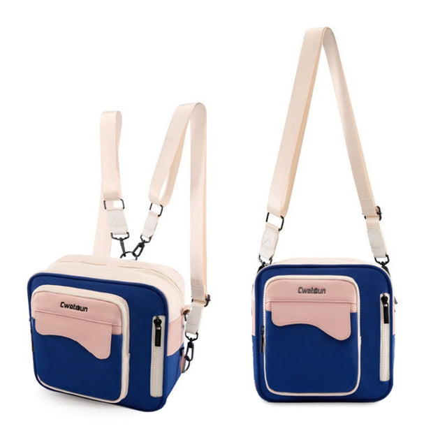 Cwatcun D118 Contrast Two Ways Backpack Cross-body Canera Bag, Size:21 x 21 x 14.5cm(Blue)