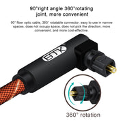 EMK 90 Degree Swivel Adjustable Right Angled 360 Degrees Rotatable Plug Nylon Woven Mesh Optical Audio Cable, Cable Length:1.5m(Orange)