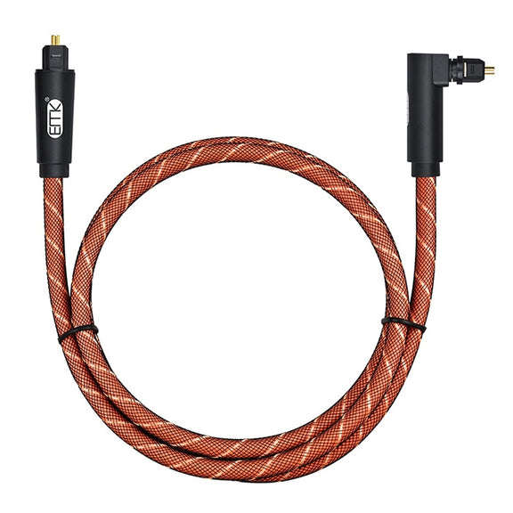 EMK 90 Degree Swivel Adjustable Right Angled 360 Degrees Rotatable Plug Nylon Woven Mesh Optical Audio Cable, Cable Length:2m(Orange)
