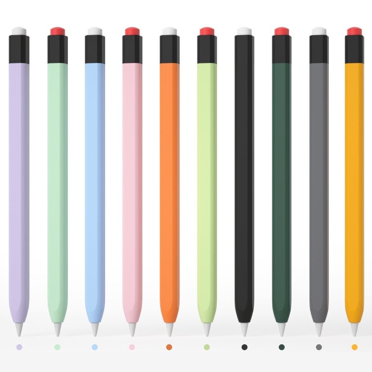 For Apple Pencil 1 Retro Pencil Style Liquid Silicone Stylus Case(Black)