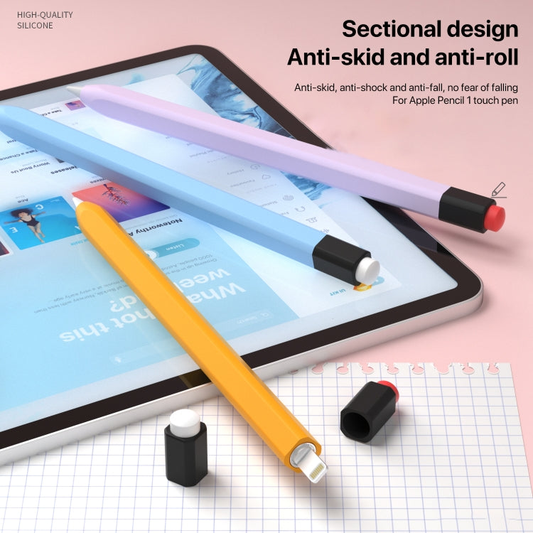 For Apple Pencil 1 Retro Pencil Style Liquid Silicone Stylus Case(Black)