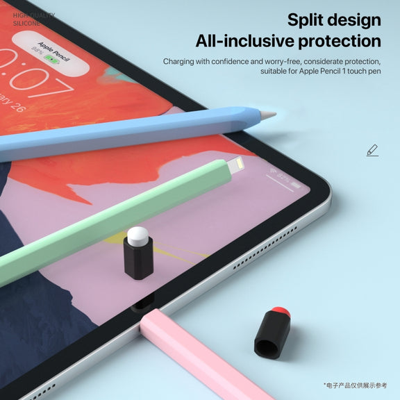 For Apple Pencil 1 Retro Pencil Style Liquid Silicone Stylus Case(Mint Green)