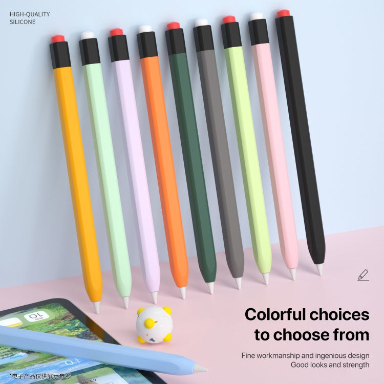 For Apple Pencil 1 Retro Pencil Style Liquid Silicone Stylus Case(Grey)