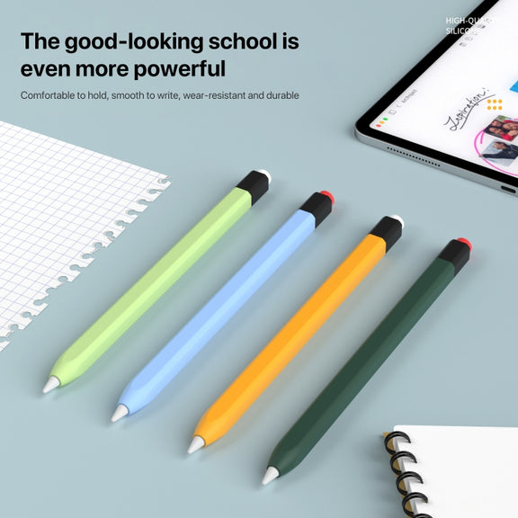 For Apple Pencil 1 Retro Pencil Style Liquid Silicone Stylus Case(Grey)